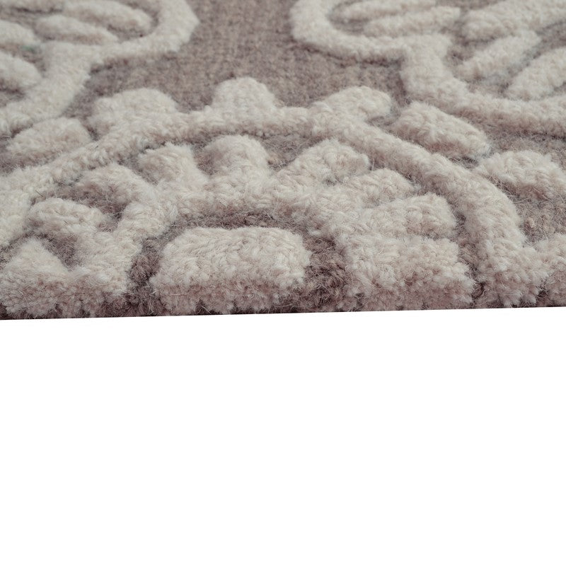 Geometric Art Woolen Rug Ivory & Brown (Available in 4 Sizes)