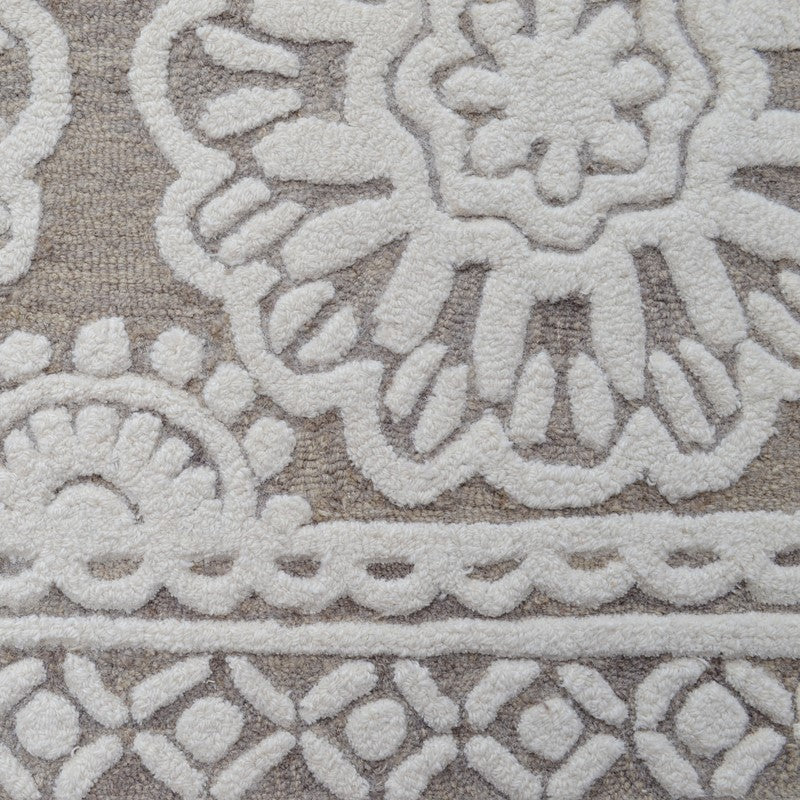 Geometric Art Woolen Rug Ivory & Brown (Available in 4 Sizes)