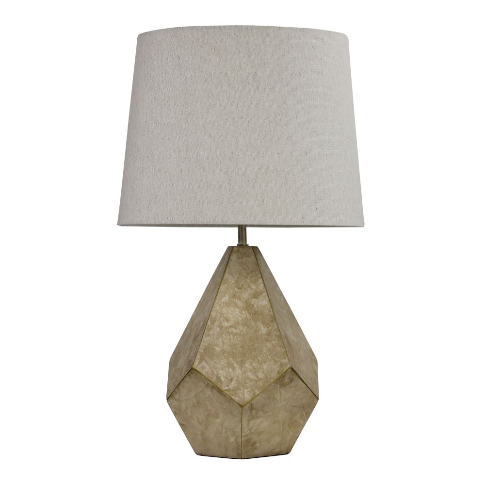 Geometric Ivory Resin Gold Table Lamp