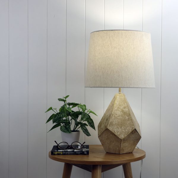 Geometric Ivory Resin Gold Table Lamp