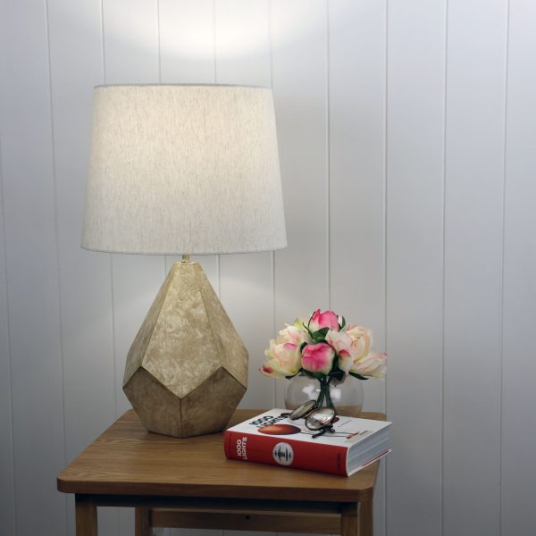 Geometric Ivory Resin Gold Table Lamp