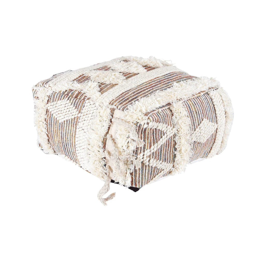 Geometric Pattern Shaggy Handmade Ottoman Cover