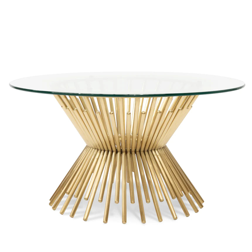 Glass-Top on Brushed Gold Base Coffee Table 90cms