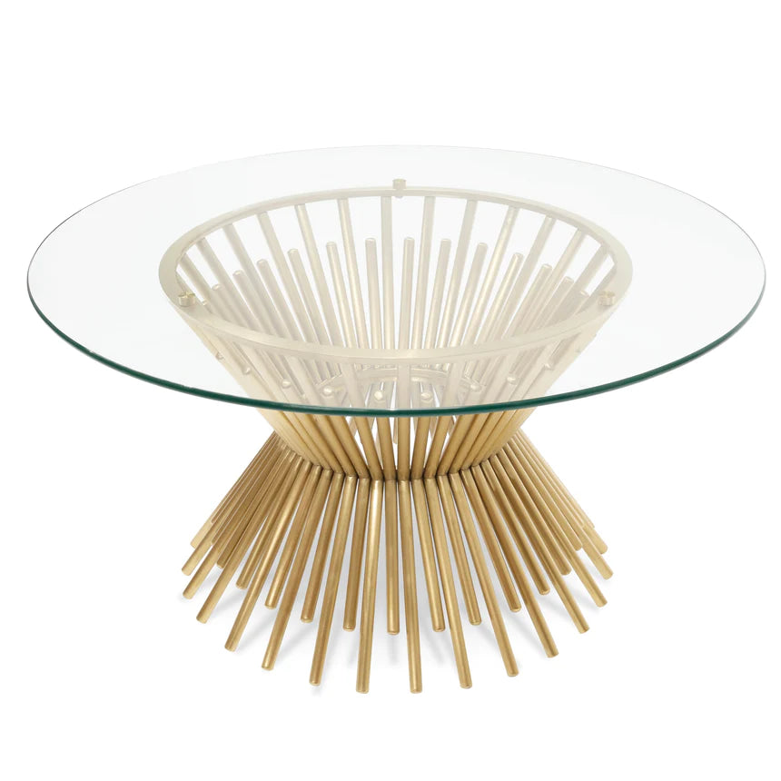 Glass-Top on Brushed Gold Base Coffee Table 90cms