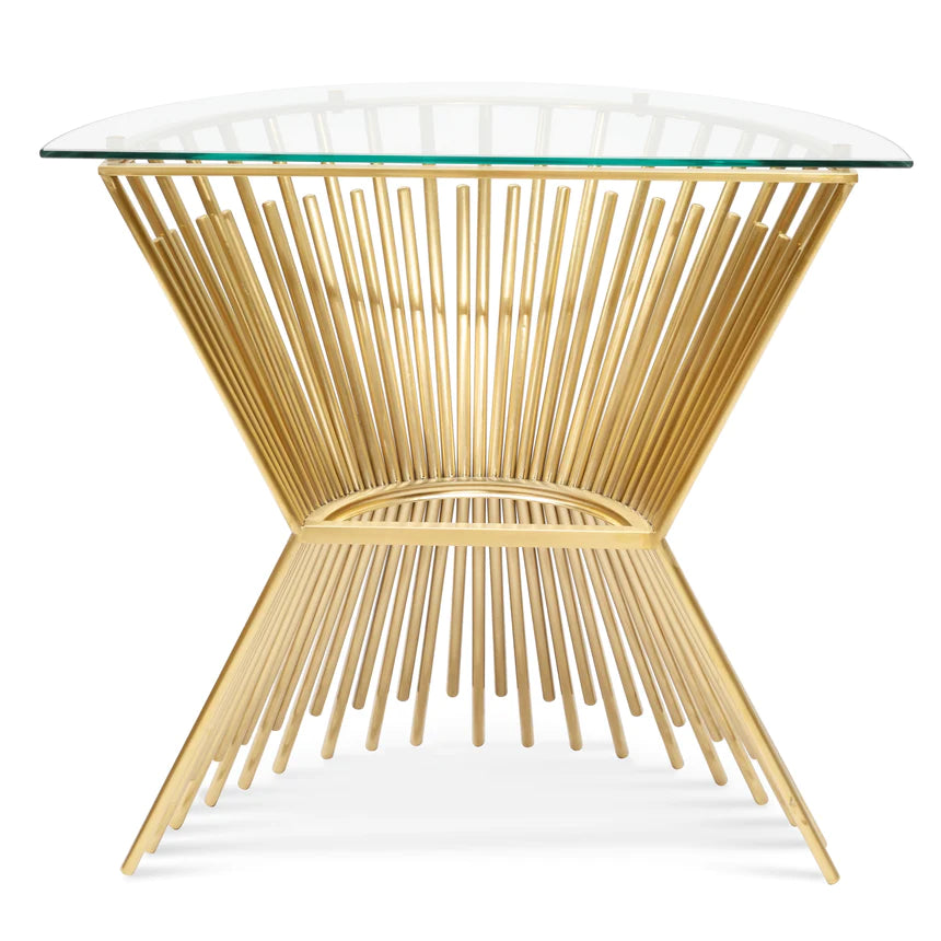 Glass-Top on Brushed Gold Base Console Table 87cms