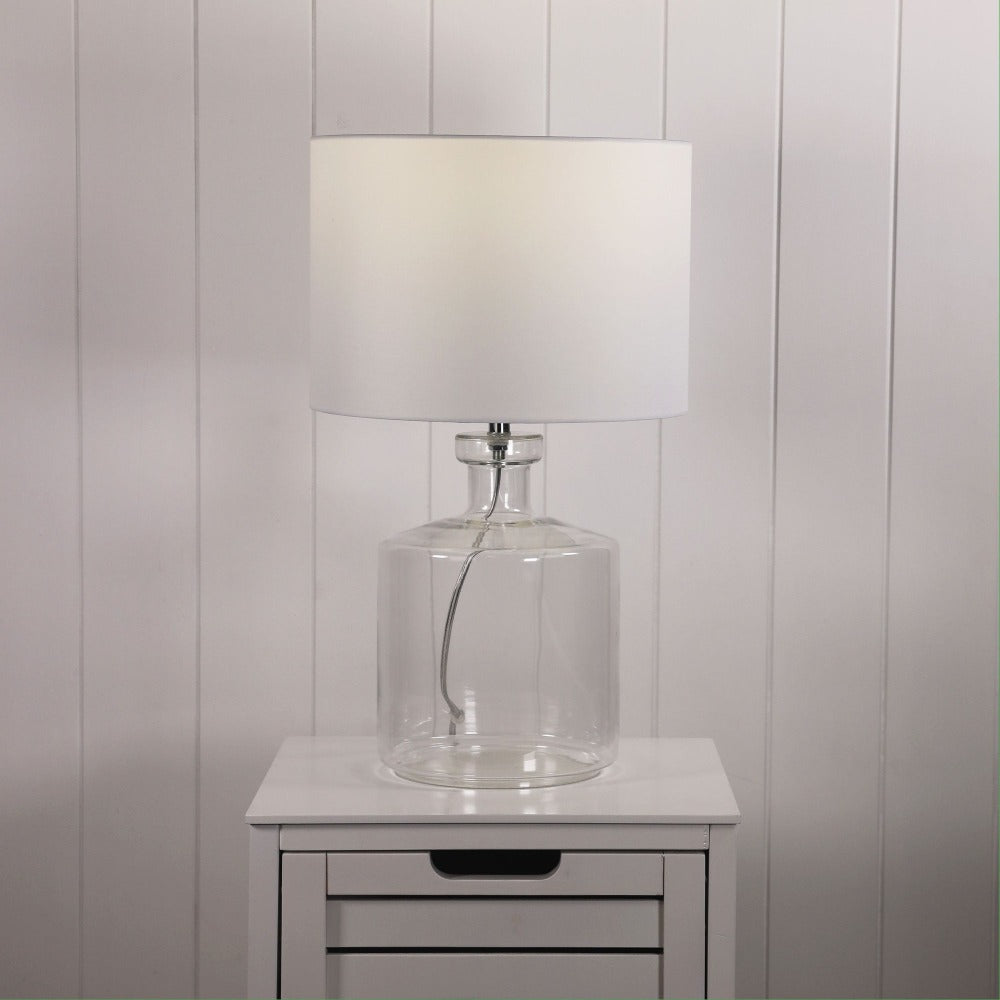 Glass Base with Cotton Shade Table Lamp