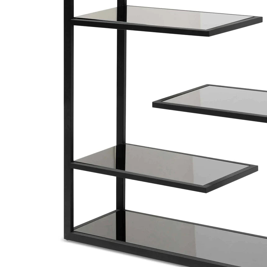 Glass Book Shelving Storage - Black