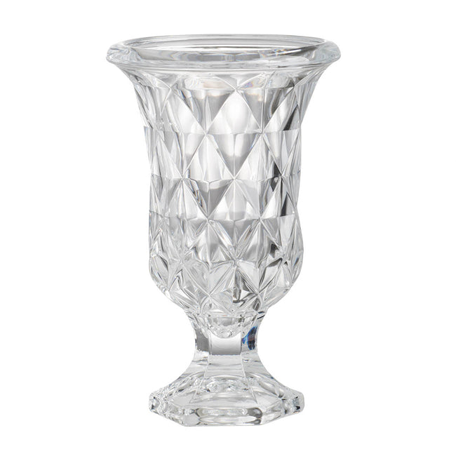 Glass Diamond Pattern Pedestal Vase - 24cm