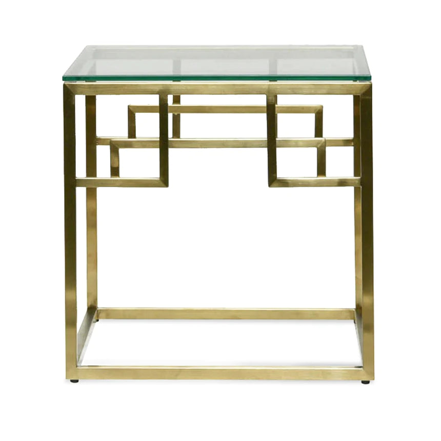 Glass Golden Frame Side Table 50cms