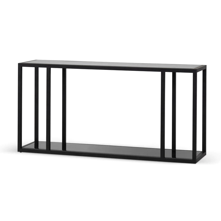 Glass Top Black Frame Console Table 160cms