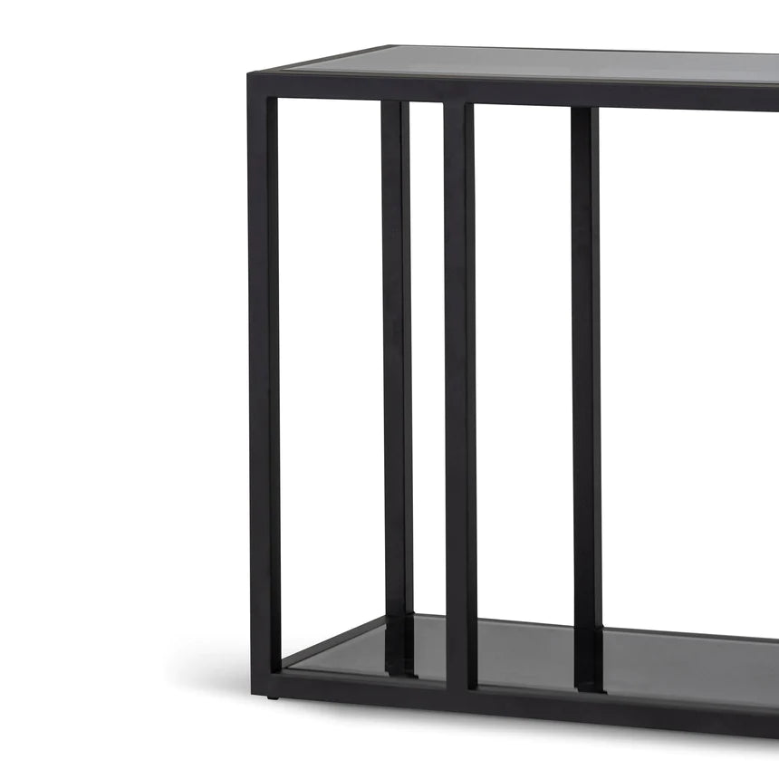 Glass Top Black Frame Console Table 160cms