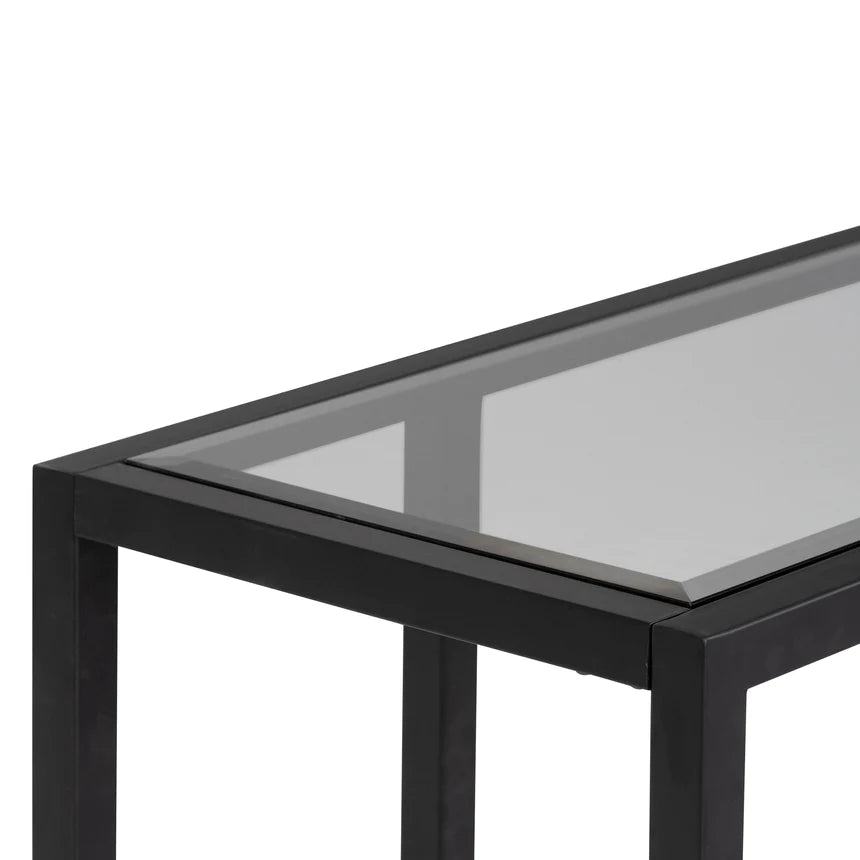 Glass Top Black Frame Console Table 160cms