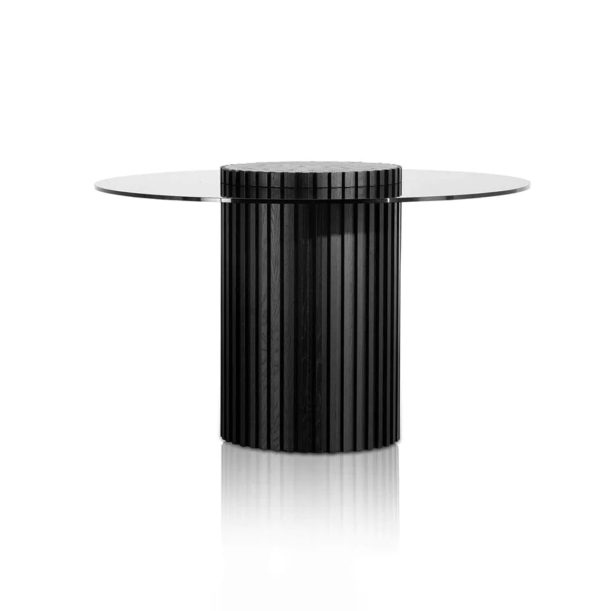 Glass Top Dining Table 120cms - Black