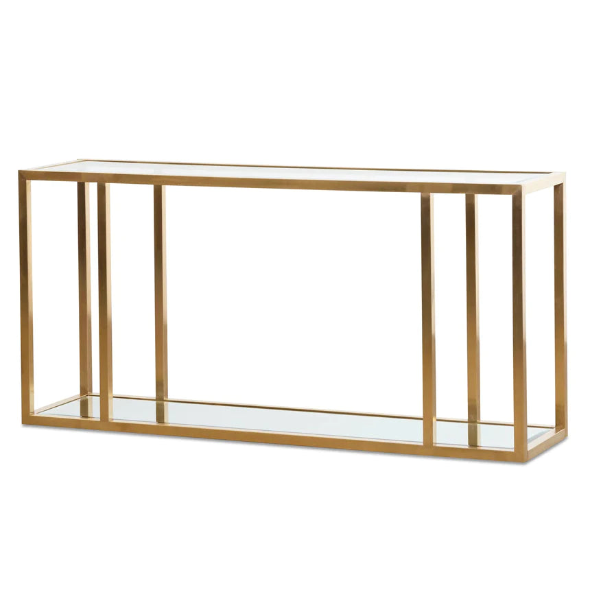 Glass Top Gold Frame Console Table 160cms