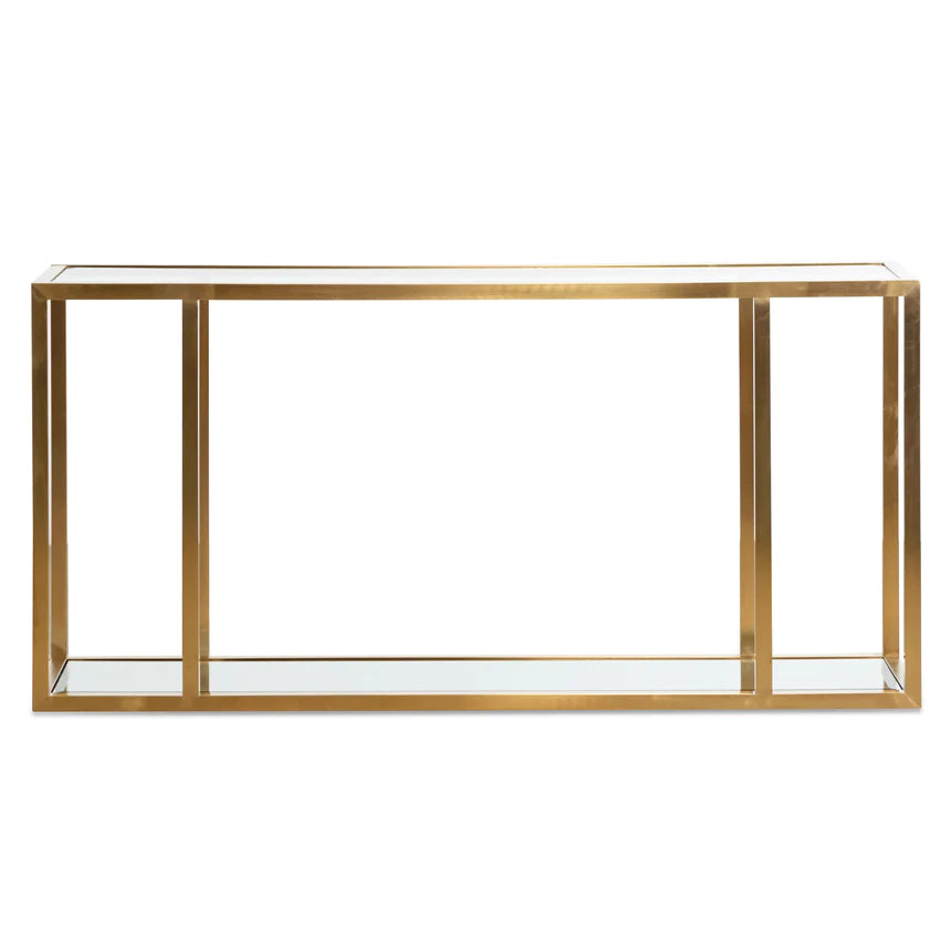 Glass Top Gold Frame Console Table 160cms