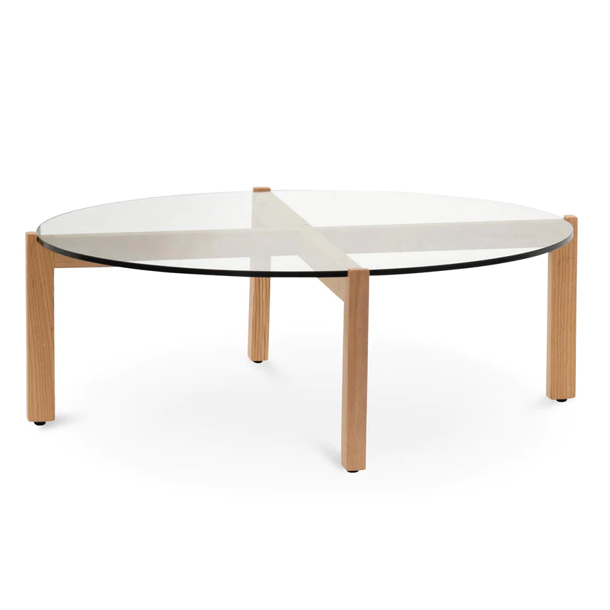 Glass Top Wooden Coffee Table 103cms