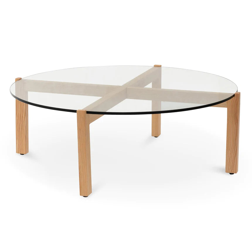 Glass Top Wooden Coffee Table 103cms