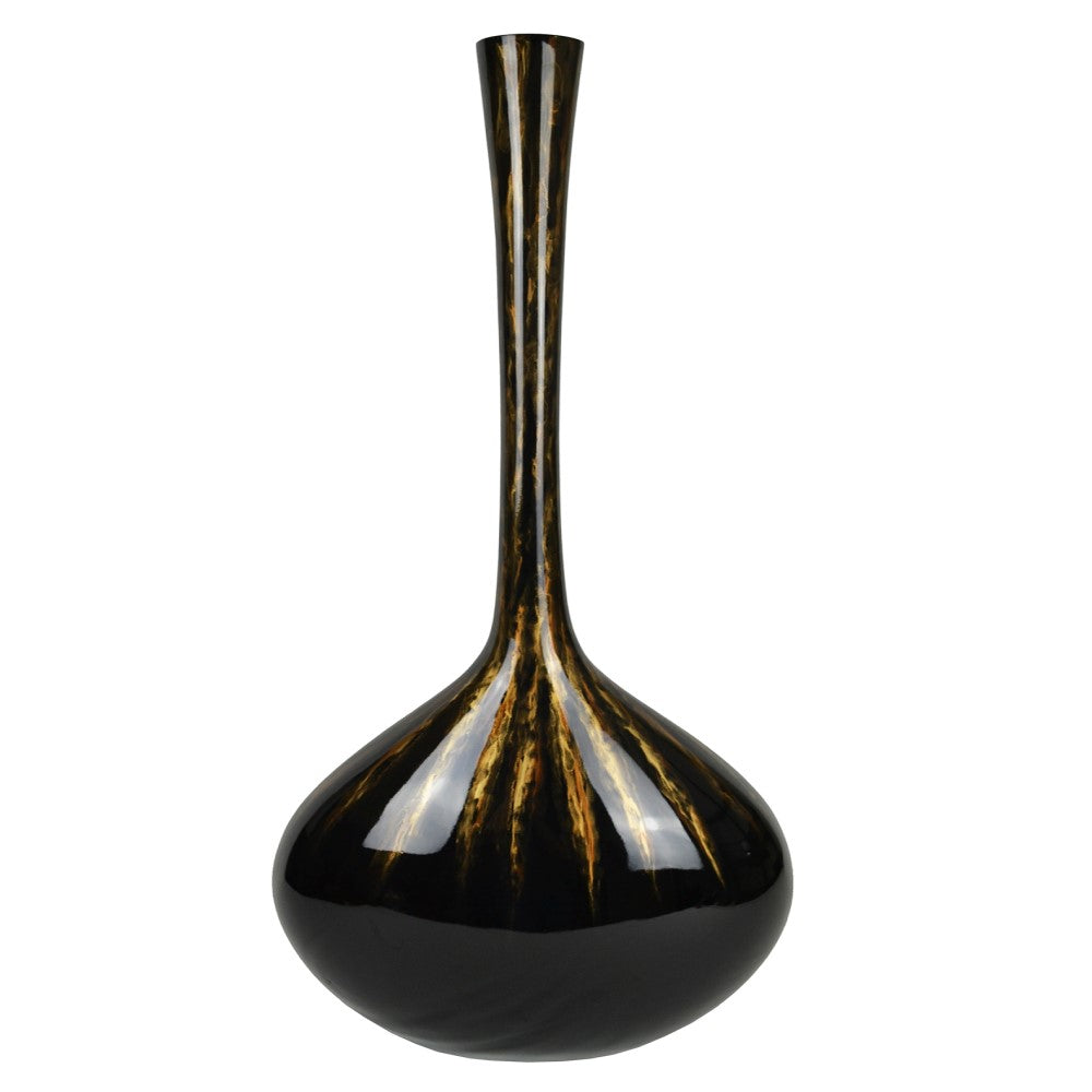 Glossy Oceanic Designer Tall Floor Vase 90cms - Black & Gold