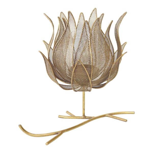 Gold Lustre Lotus Pillar Candleholder