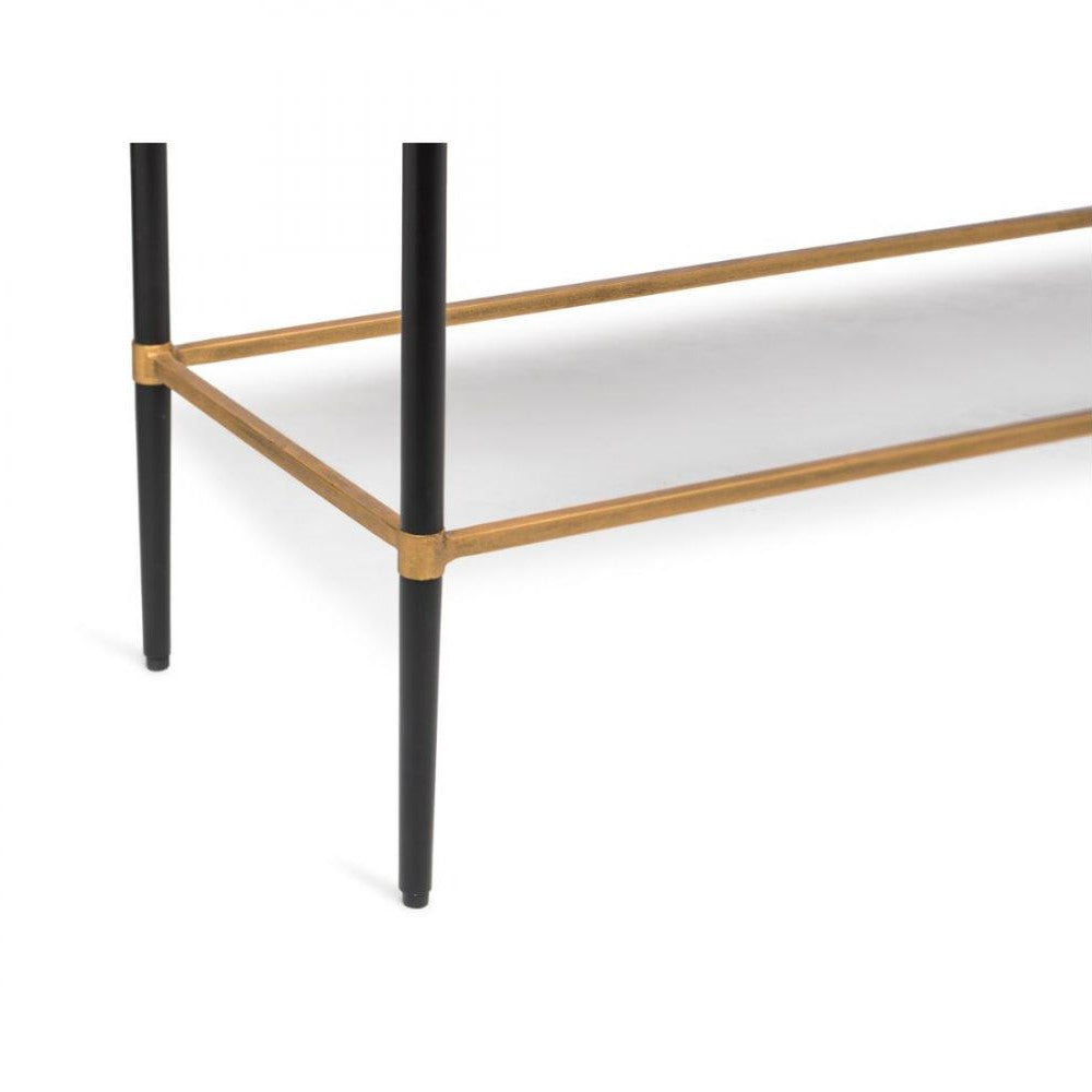 Gold & Black Finial Leg Wooden Top Console Table