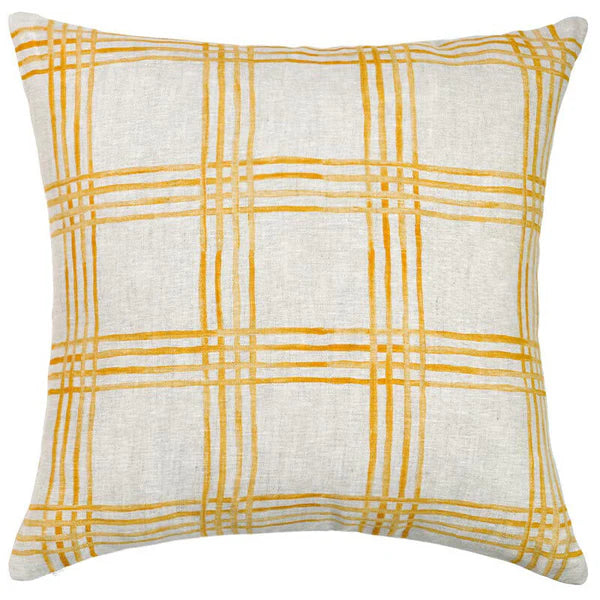 Golden Picnic Square Linen Cushion - 50x50cms