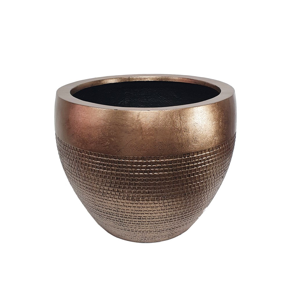 Golden Shine Halo Round Planter Pot