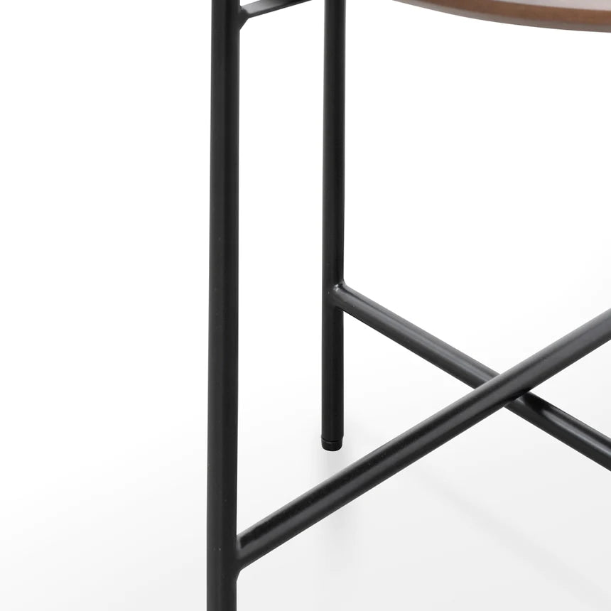 Golden Walnut Side Table 51cms - Walnut & Black