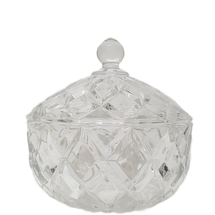 Grace Crystal Glass Jar with Diamond Embossed Pattern - Large