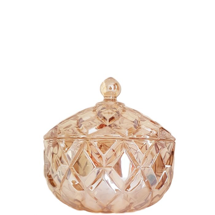 Grace Crystal Glass Jar with Diamond Embossed Pattern - Available in 4 Colors