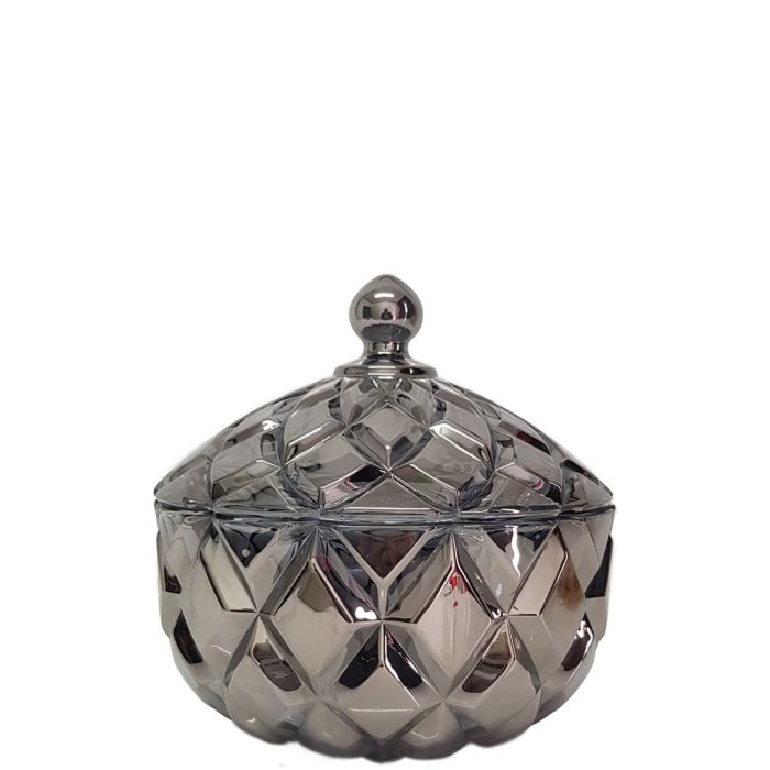 Grace Crystal Glass Jar with Diamond Embossed Pattern - Available in 4 Colors