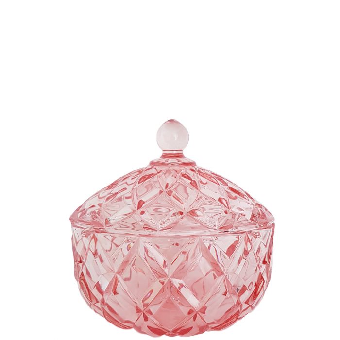 Grace Crystal Glass Jar with Diamond Embossed Pattern - Available in 4 Colors