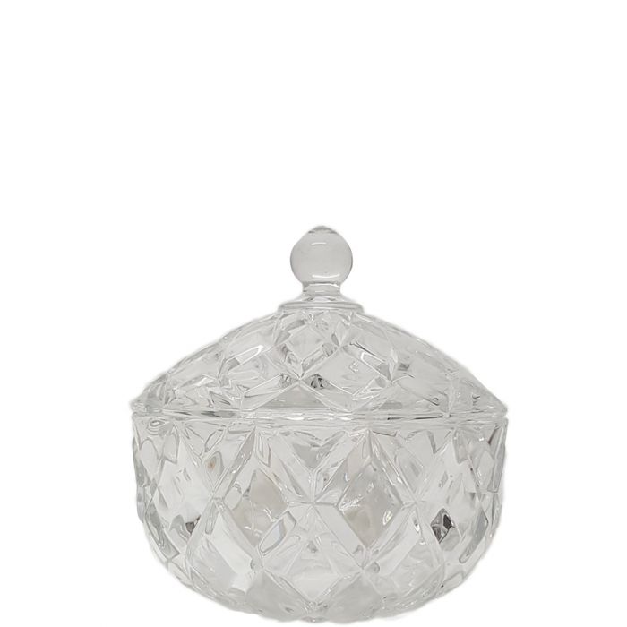 Grace Crystal Glass Jar with Linear Embossed Pattern - Small