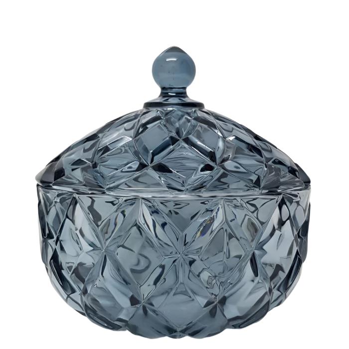 Grace Crystal Glass jar with Diamond Embossed Pattern - Large - White