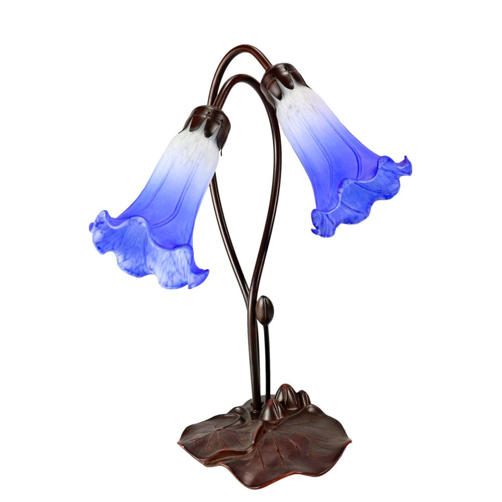 Graceful Glow White and Blue Double Lily Lamp