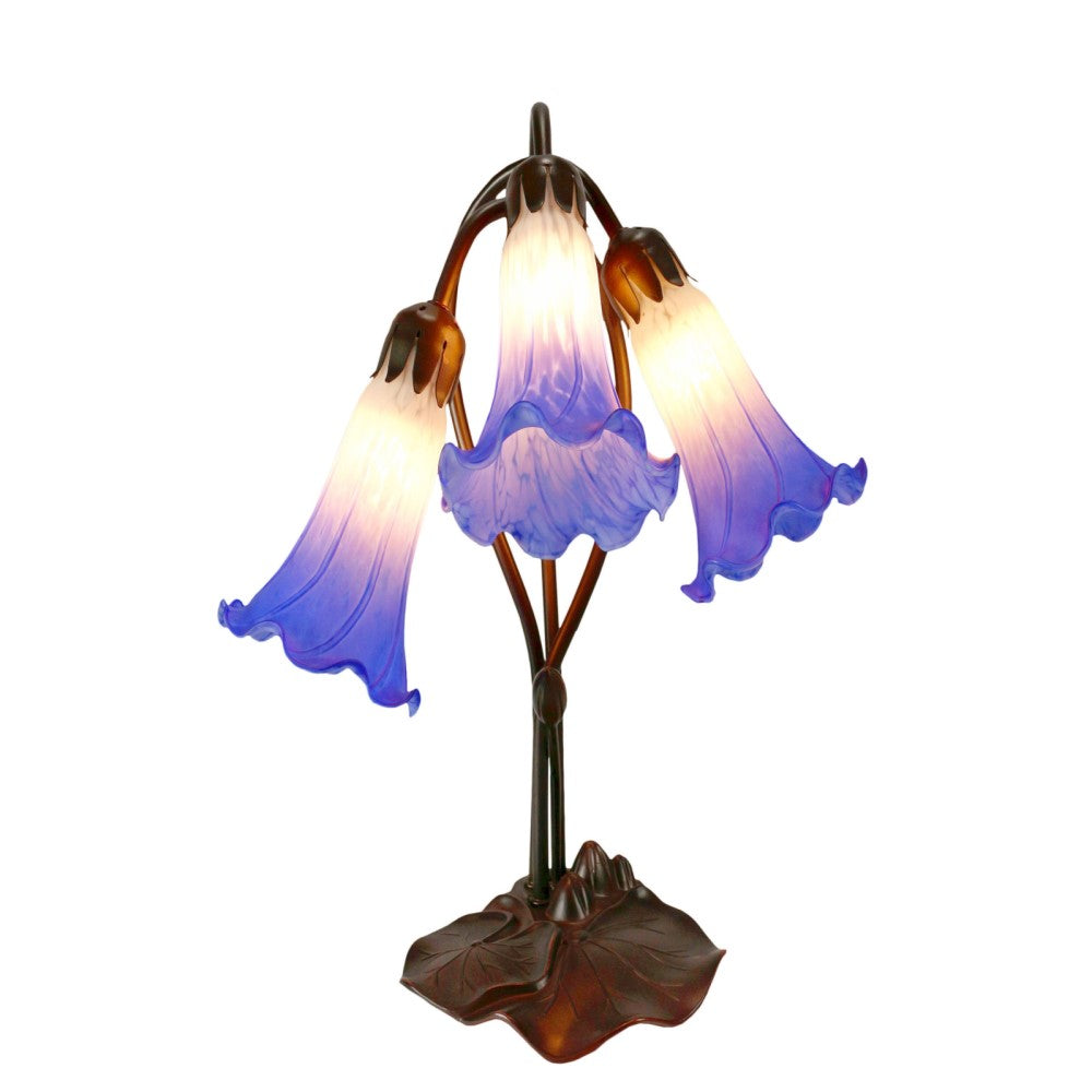 Graceful Glow White and Blue Triple Lily Lamp