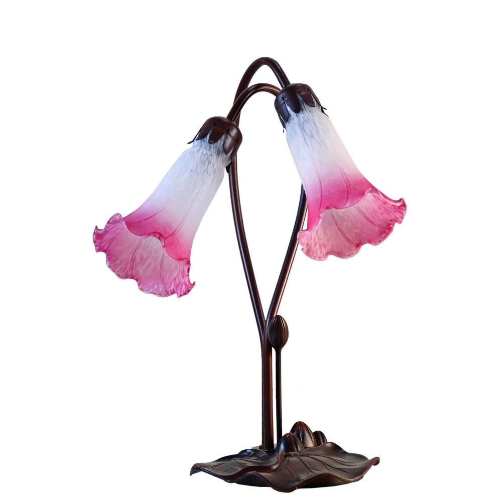 Graceful Glow White and Magenta Double Lily Lamp