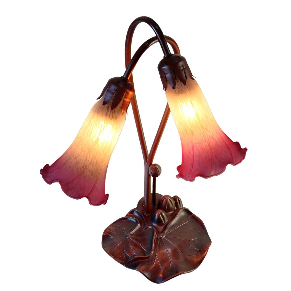 Graceful Glow White and Magenta Double Lily Lamp