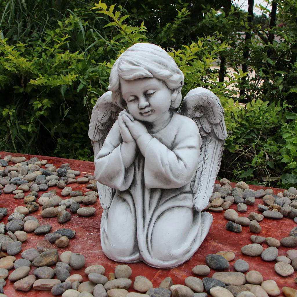 Graceful Guardian Kneeling Angel Garden Statue