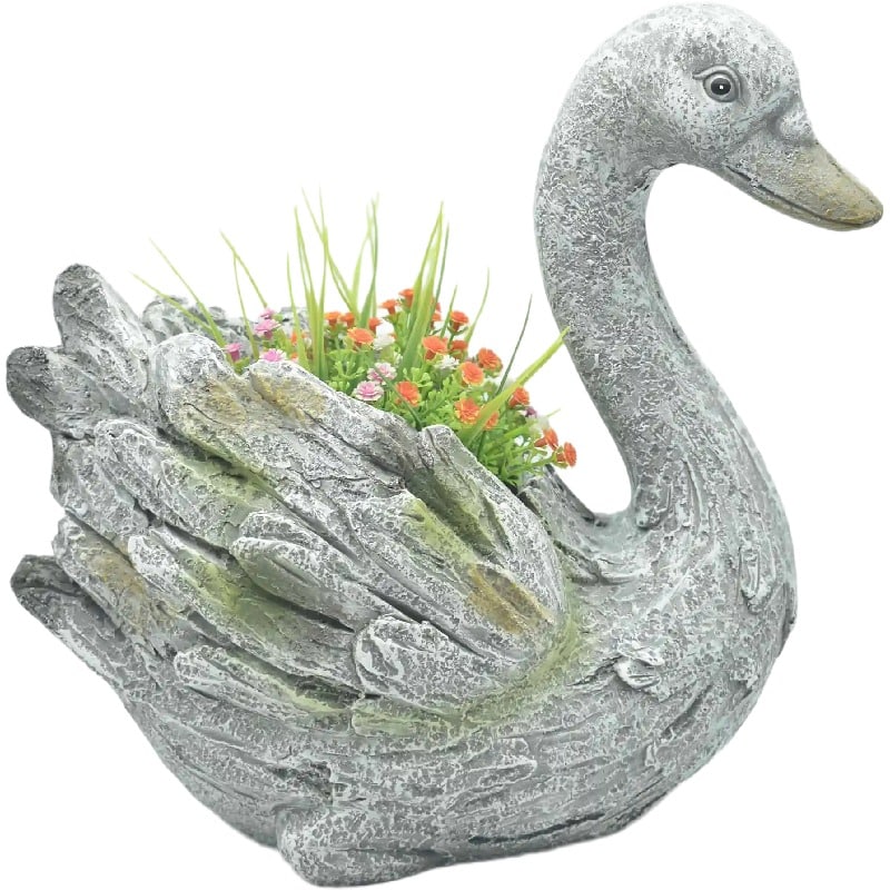 Graceful Swan Planter with Hole and Plug