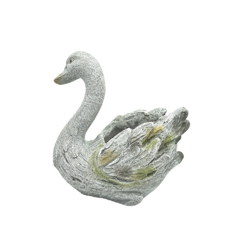 Graceful Swan Planter with Hole and Plug