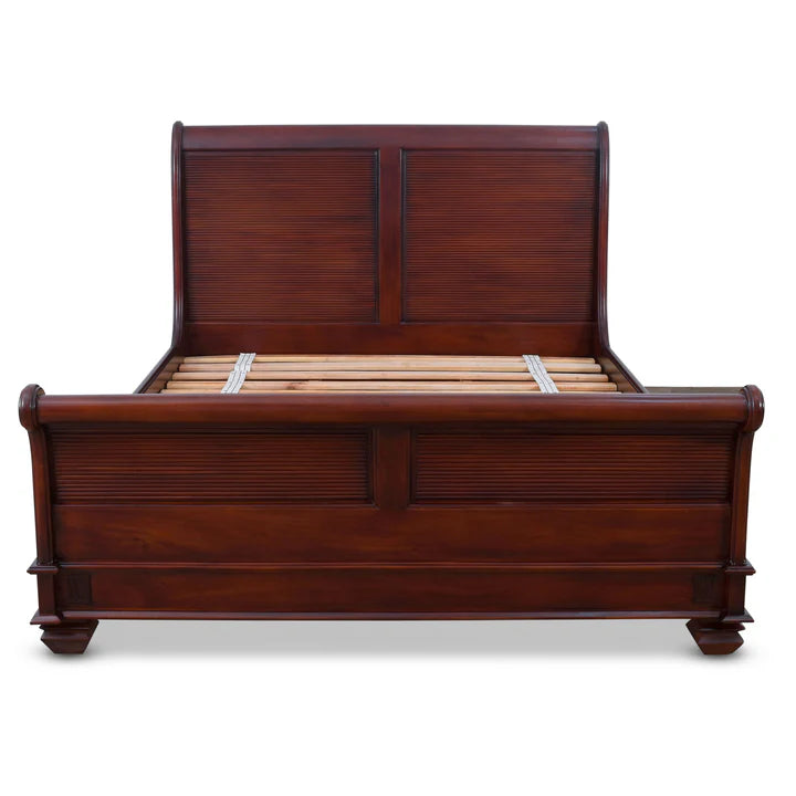 Grand Luxurious King Sleigh Bed - Walnut