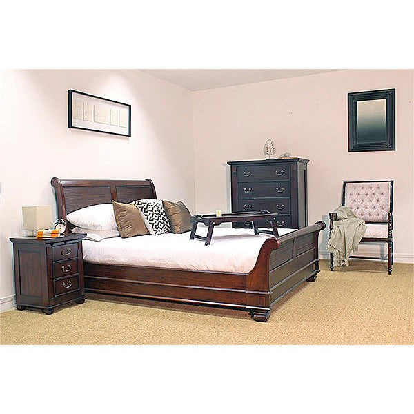 Grand Luxurious King Sleigh Bed - Walnut