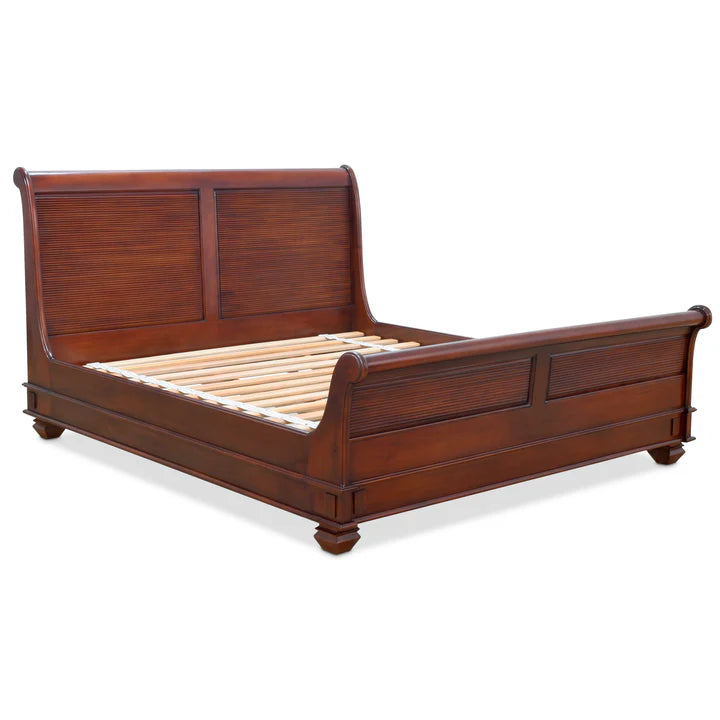 Grand Luxurious King Sleigh Bed - Walnut