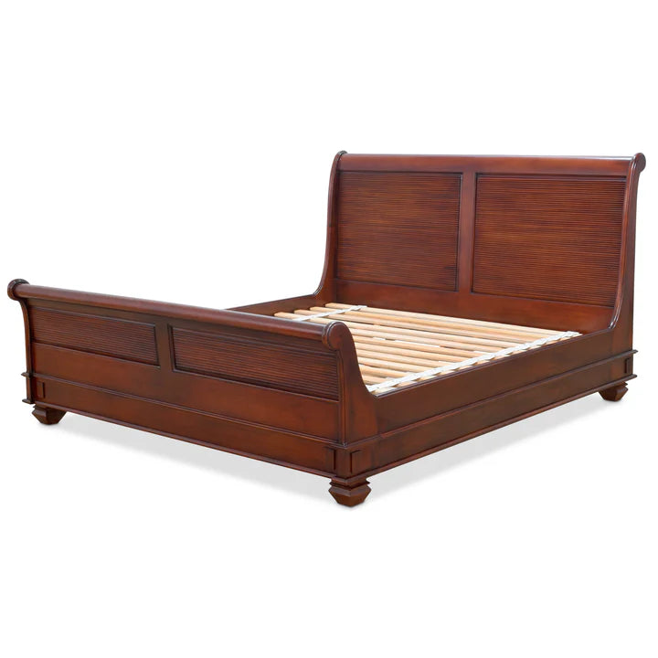 Grand Luxurious King Sleigh Bed - Walnut