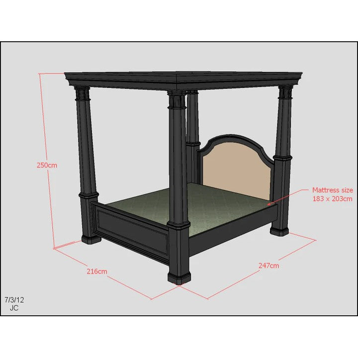 Grand Monticello Four Poster King Size Bed - Black