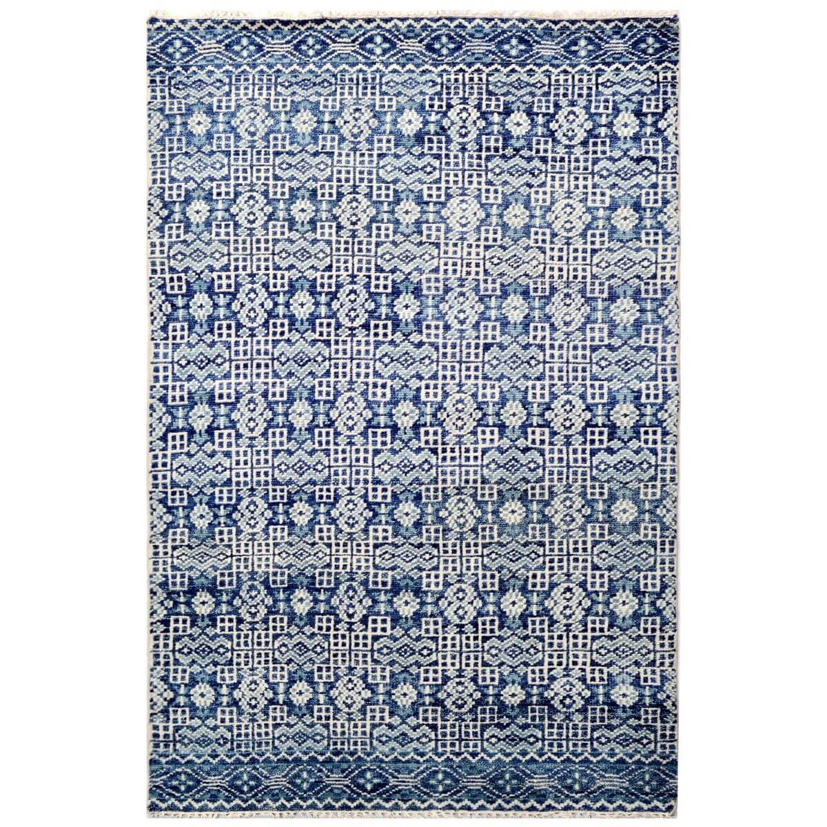 Grand Royal Hand Woven Woolen Rug - Blue (Available in 6 Sizes)