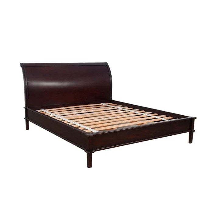 Grandeur Reeded Paris Foot Sleigh King Size Bed - Dark Mahogany