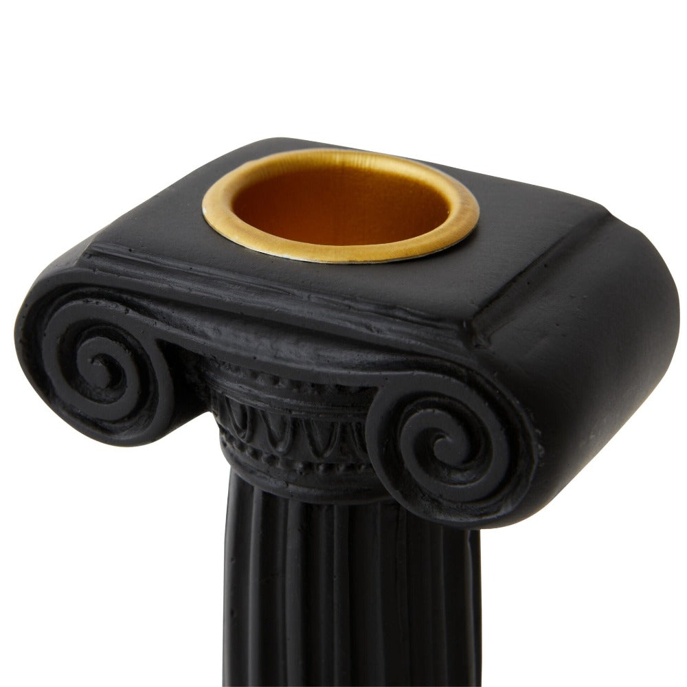 Greek Column Pillars Candle Holder - Short Black