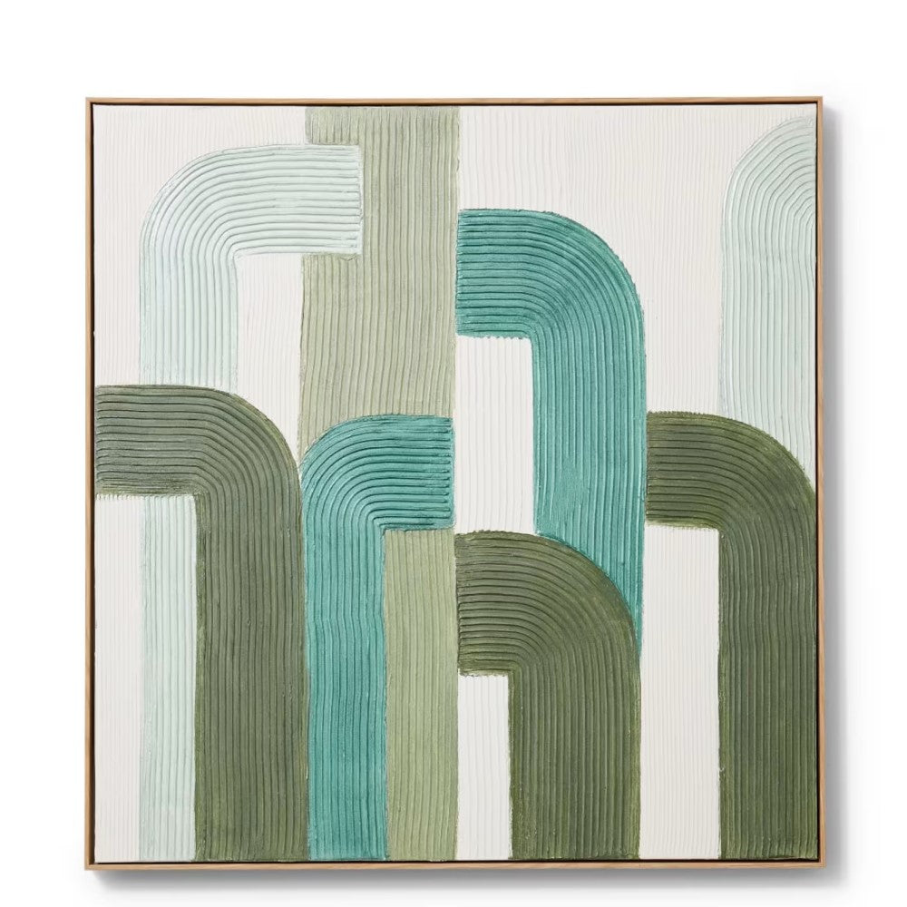 Green Hand Painted Wall Art - 90 x 90cms