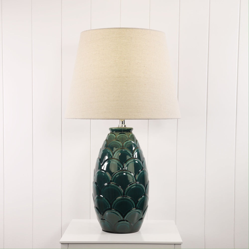 Green Textured Ceramic Table Lamp